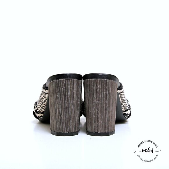 NWT Kelsi Dagger Brooklyn Cosmo Tweed Slide Block Heeled Sandals - Picture 6 of 12